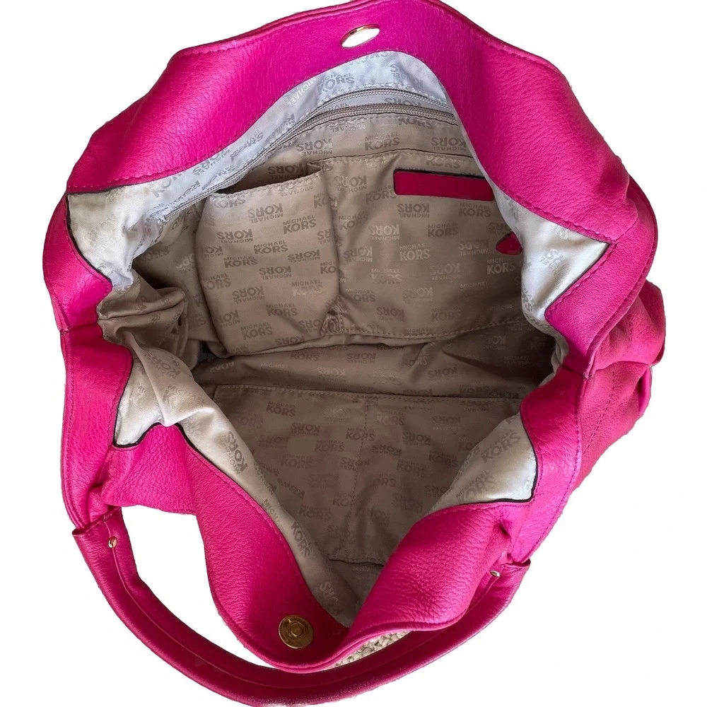 Michael Kors Austin Hot Pink Pebbled Leather Large Shoulder Bag Hobo MSRP$348
